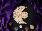 Crystal tray Trinket candle display - Tarot - Pentagram - Ouija - Fortune - Sun and Moon - Spiritualist - Witchy - Wiccan - Healing - Pagan