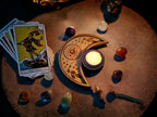 Crystal tray Trinket candle display - Tarot - Pentagram - Ouija - Fortune - Sun and Moon - Spiritualist - Witchy - Wiccan - Healing - Pagan