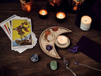 Crystal tray Trinket candle display - Tarot - Pentagram - Ouija - Fortune - Sun and Moon - Spiritualist - Witchy - Wiccan - Healing - Pagan