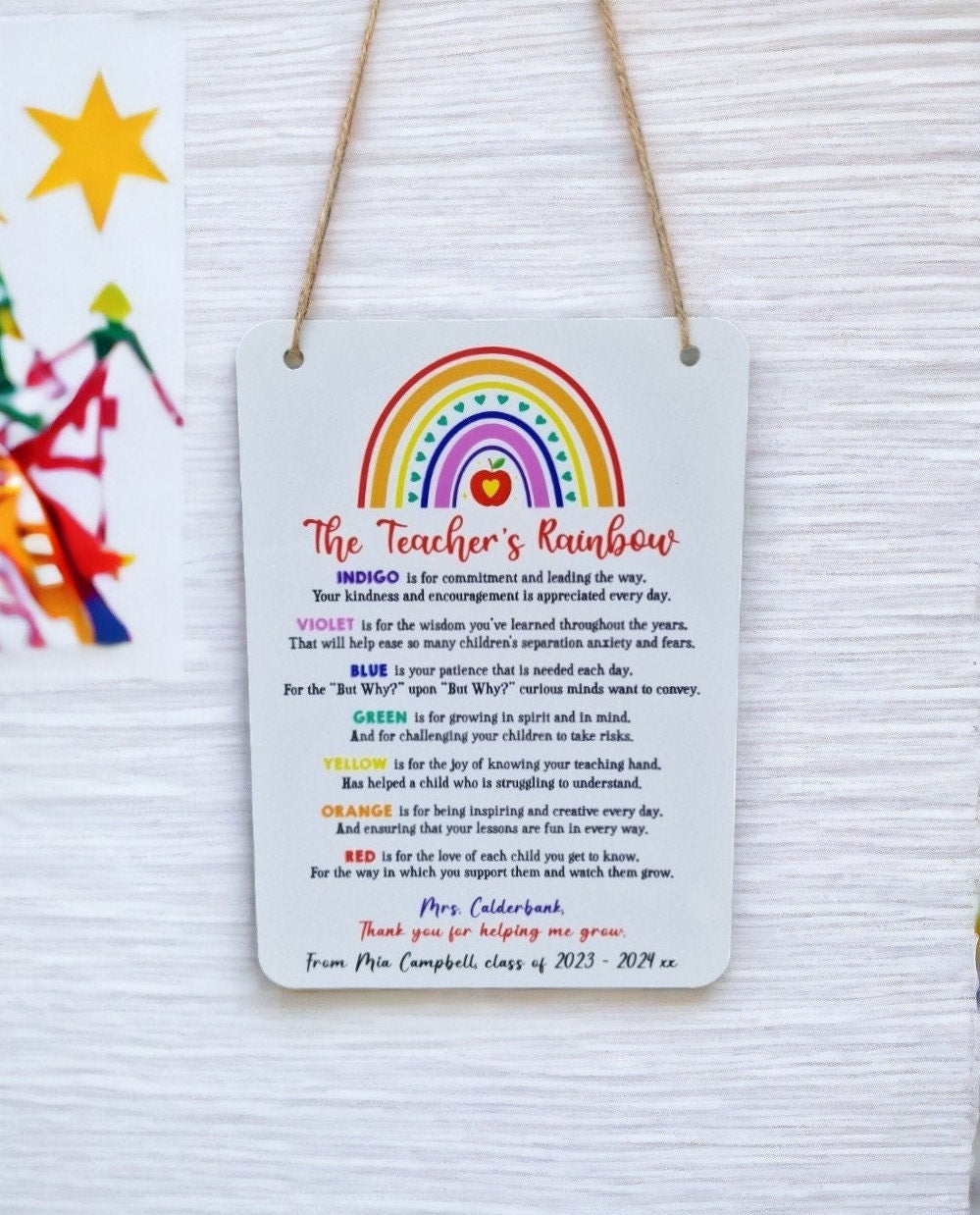 Personalised Teacher hanging ornament - End of term - Appreciation gift - Thank you present - Leaving - Graduation - Pre-school - Nursery