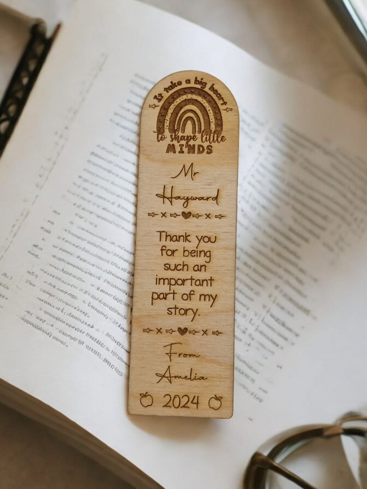 personalised wooden bookmark - Teacher appreciation present - graduation - Teacher - teaching - thank you gift - end of term - Break up.
