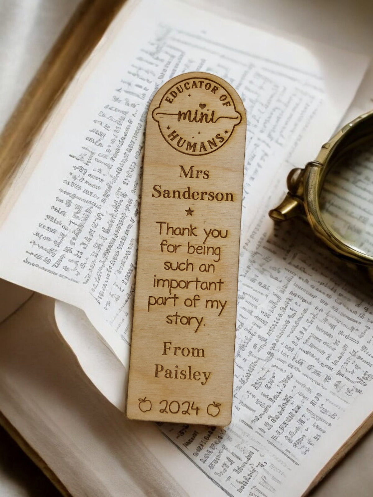 personalised wooden bookmark - Teacher appreciation present - graduation - Teacher - teaching - thank you gift - end of term - Break up.