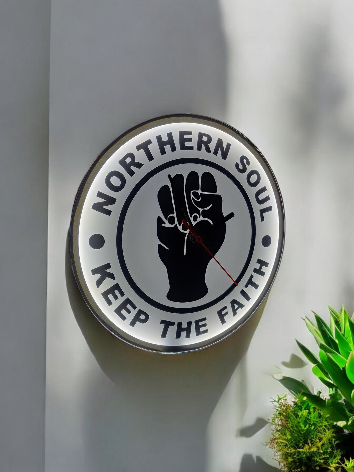 Northern Soul Light Up Clock - Night light - Lamp - Bar - Man Cave - Cafe - Wall art - Music - DJ - Retro - Vintage - Wigan Casino