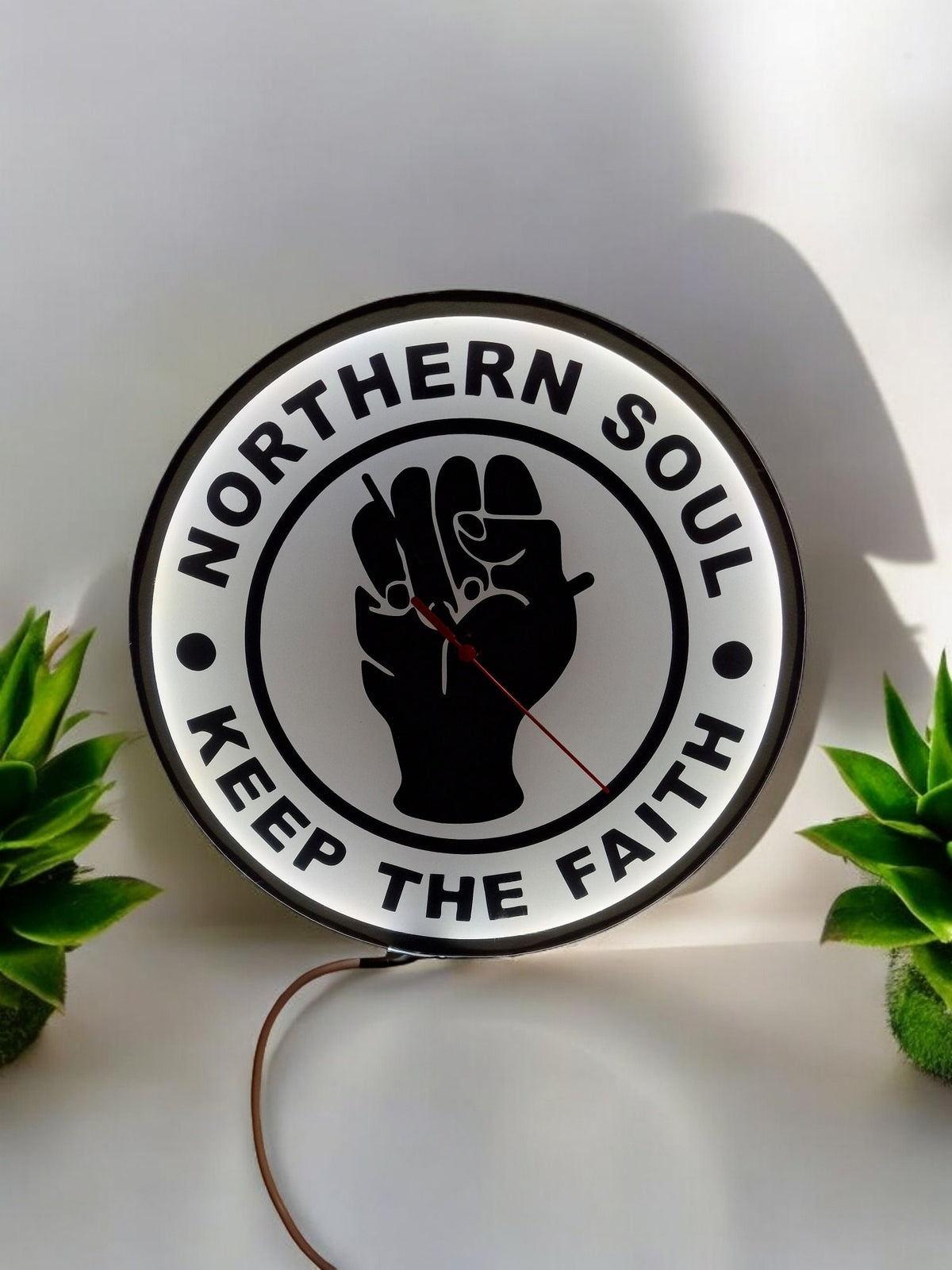 Northern Soul Light Up Clock - Night light - Lamp - Bar - Man Cave - Cafe - Wall art - Music - DJ - Retro - Vintage - Wigan Casino