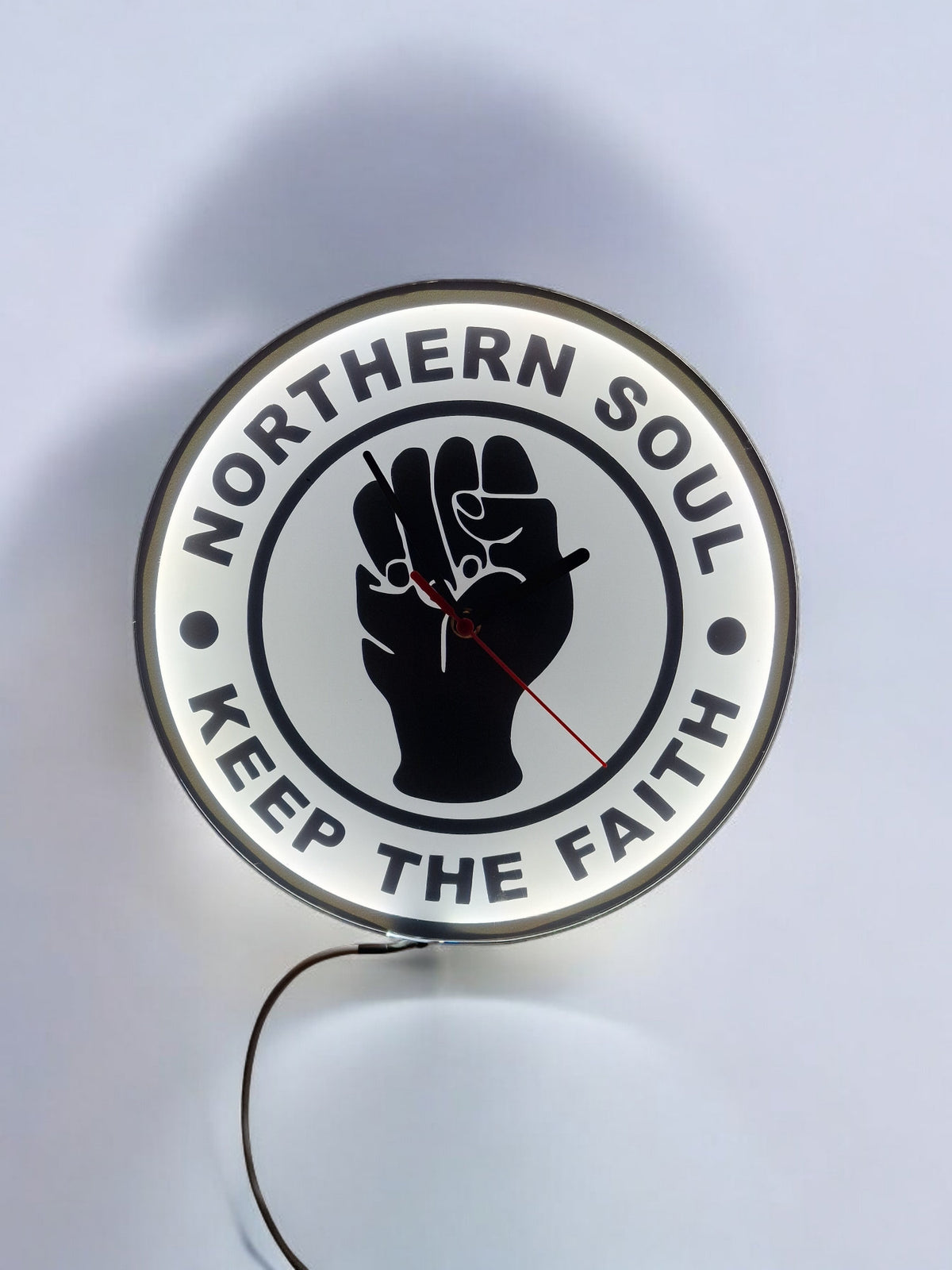 Northern Soul Light Up Clock - Night light - Lamp - Bar - Man Cave - Cafe - Wall art - Music - DJ - Retro - Vintage - Wigan Casino