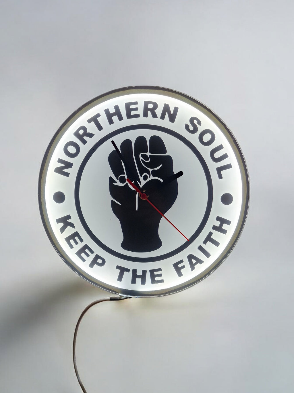 Northern Soul Light Up Clock - Night light - Lamp - Bar - Man Cave - Cafe - Wall art - Music - DJ - Retro - Vintage - Wigan Casino