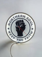 Northern Soul Light Up Clock - Night light - Lamp - Bar - Man Cave - Cafe - Wall art - Music - DJ - Retro - Vintage - Wigan Casino