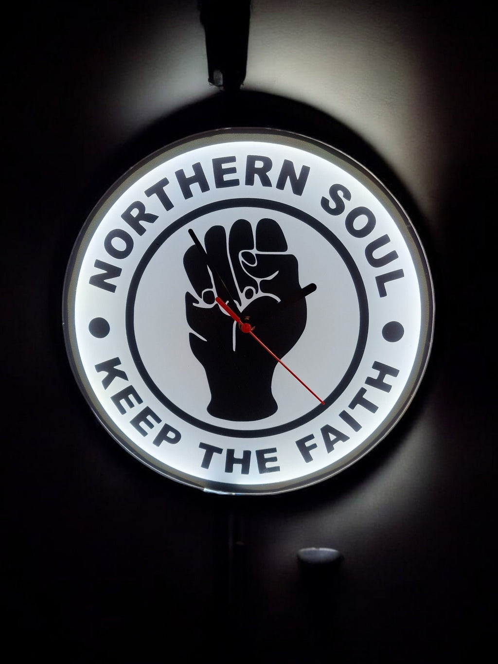 Northern Soul Light Up Clock - Night light - Lamp - Bar - Man Cave - Cafe - Wall art - Music - DJ - Retro - Vintage - Wigan Casino