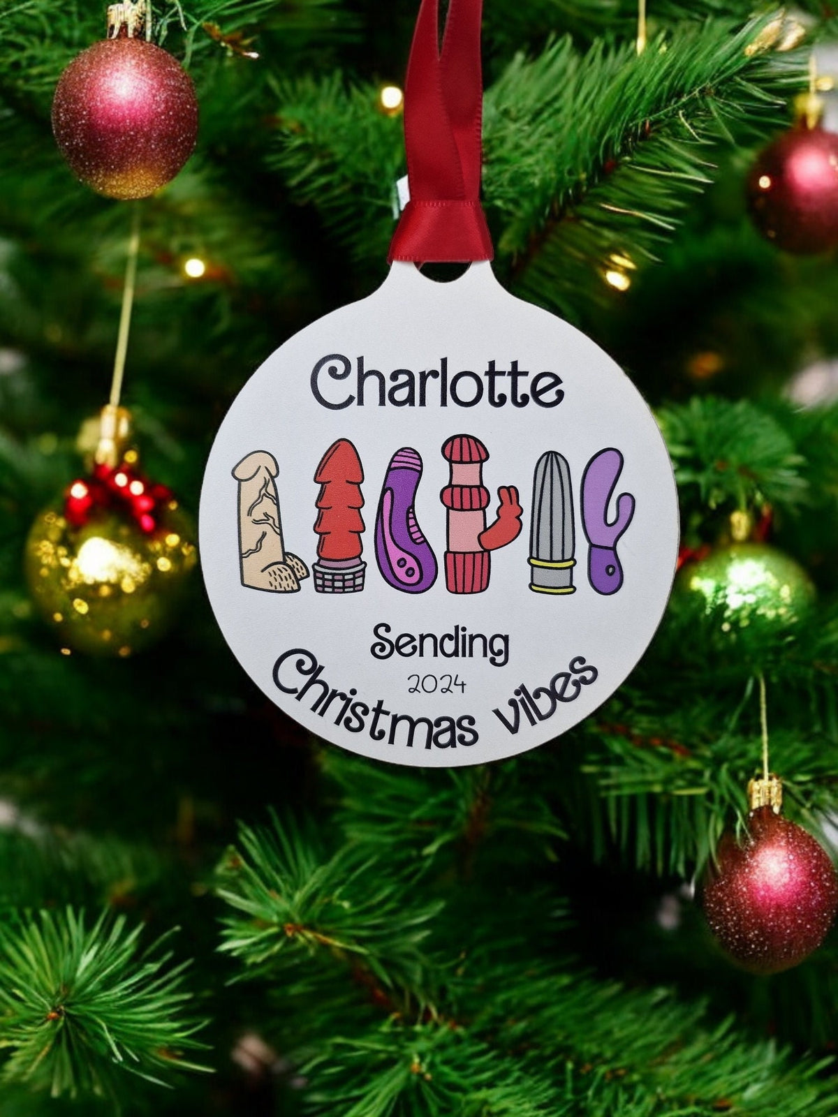 Personalised Adult Toy bauble - XXX - Funny - Christmas tree decoration - Secret Santa - Gift - Decor - Husband - Wife - Present - Novelty -