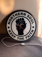 Northern Soul Light Up Clock - Night light - Lamp - Bar - Man Cave - Cafe - Wall art - Music - DJ - Retro - Vintage - Wigan Casino