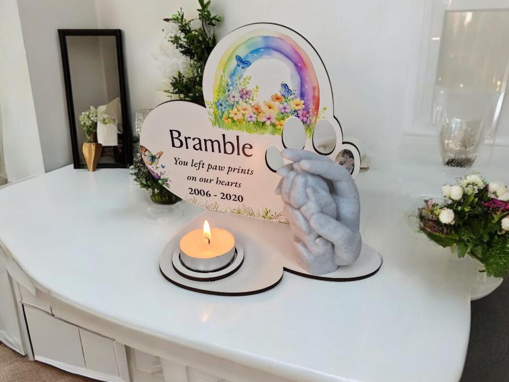 Personalised Pet Dog Candle Memorial display - Stunning gift - Bereavement - Funeral - Wedding - Anniversary - Decoration
