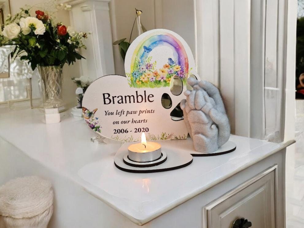 Personalised Pet Dog Candle Memorial display - Stunning gift - Bereavement - Funeral - Wedding - Anniversary - Decoration