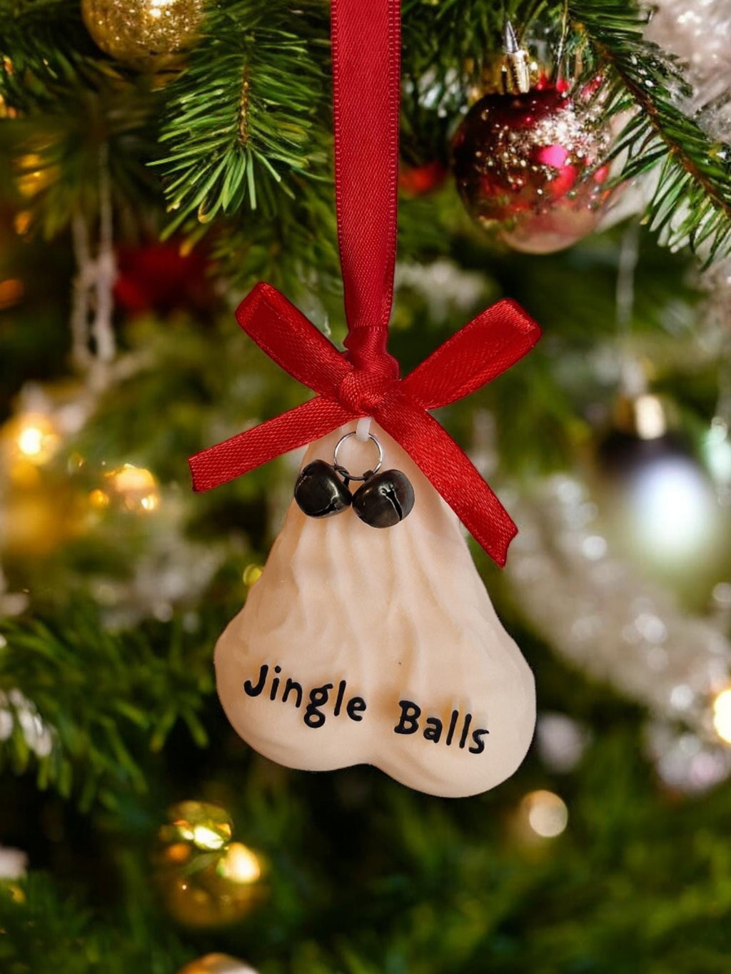 Novelty Jingle Balls Adult Bauble - Tree Decoration - Nut sack - Testicals - New driver - Birthday - Gift - Present - Bespoke - Funny Prank