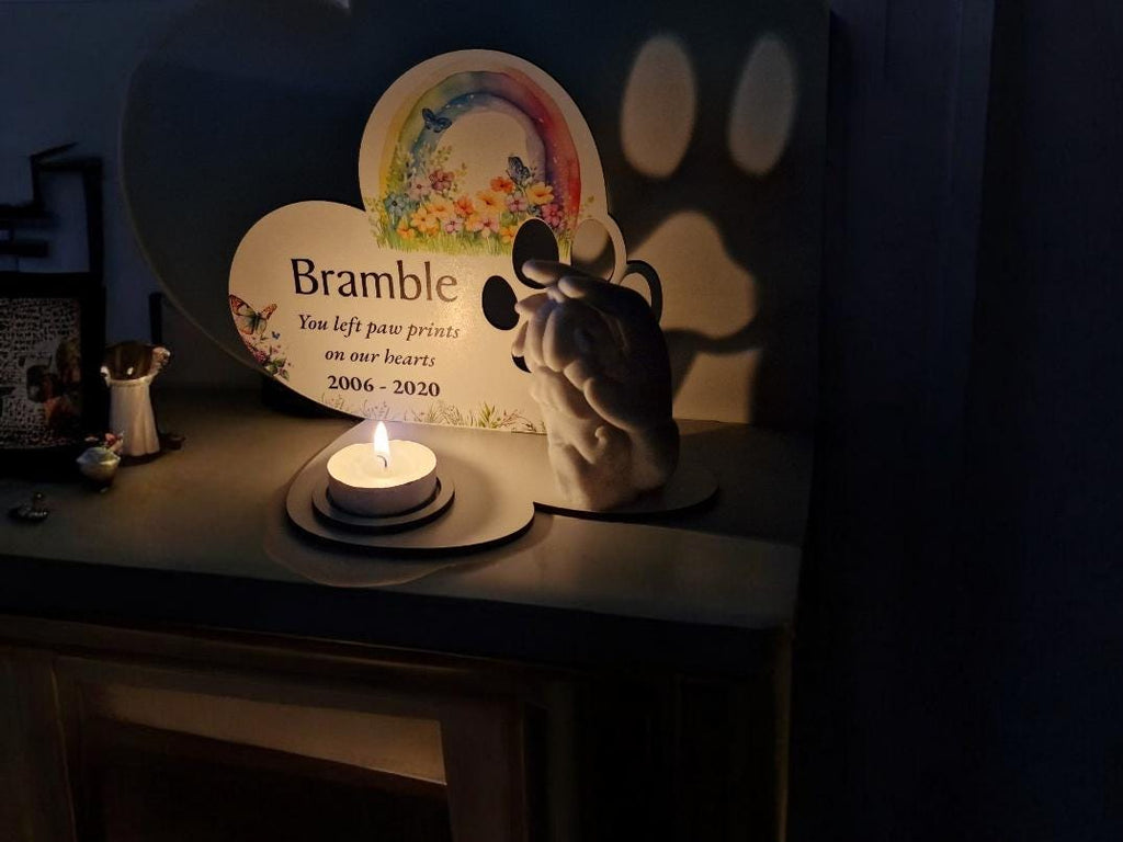 Personalised Pet Dog Candle Memorial display - Stunning gift - Bereavement - Funeral - Wedding - Anniversary - Decoration