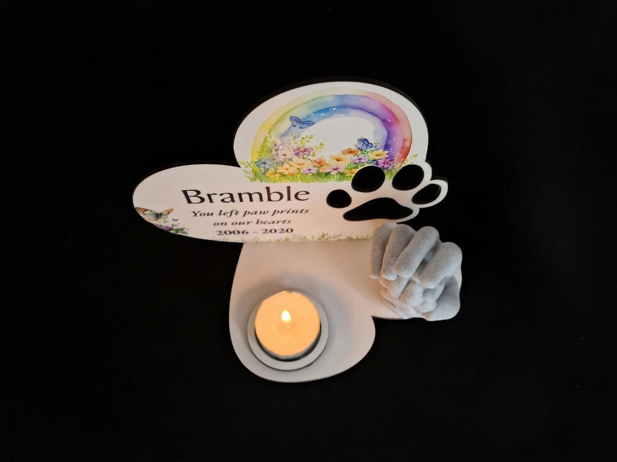 Personalised Pet Dog Candle Memorial display - Stunning gift - Bereavement - Funeral - Wedding - Anniversary - Decoration