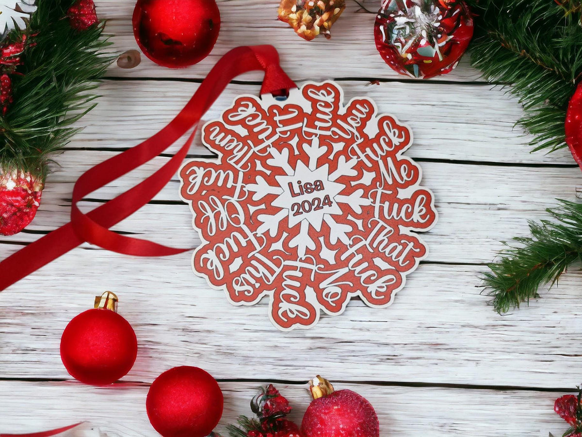 Funny Novelty Personalised Fuck Flake bauble - Decoration - Stocking filler - Gift - Present - Bad Year - keepsake - memory - Secret Santa