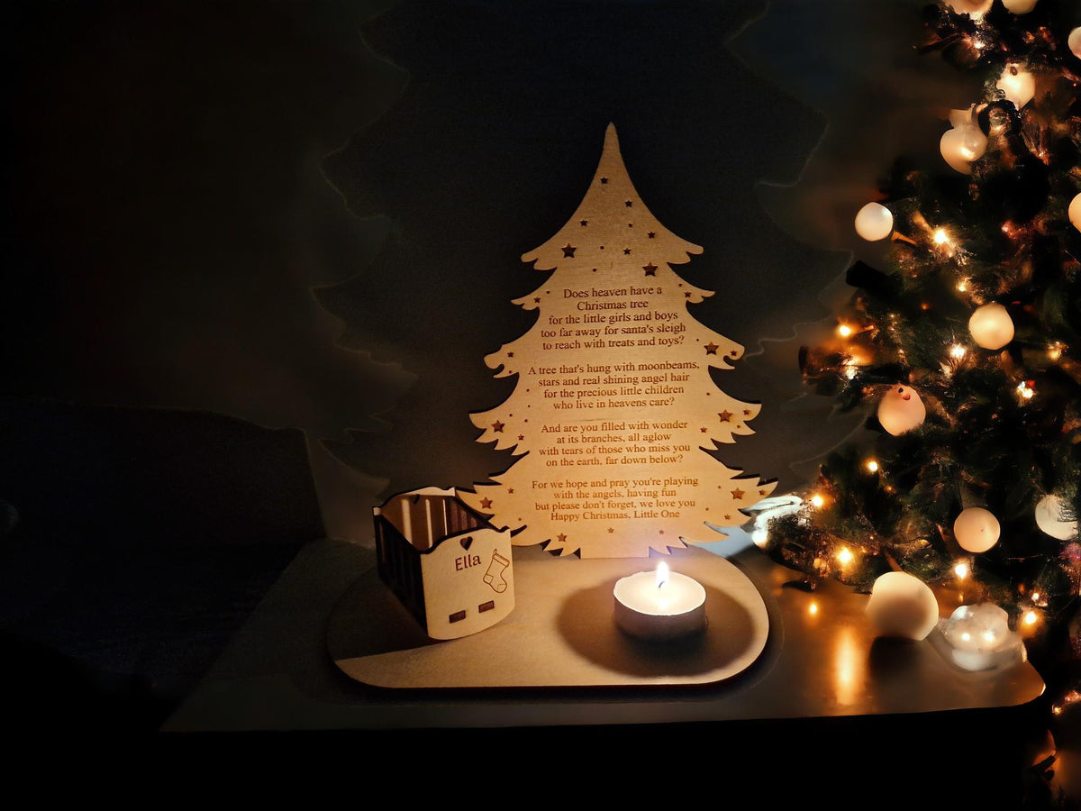 Personalised Baby Christmas candle memorial display - rocking chair - xmas - memory - decoration -decor - rememberance - family - plaque