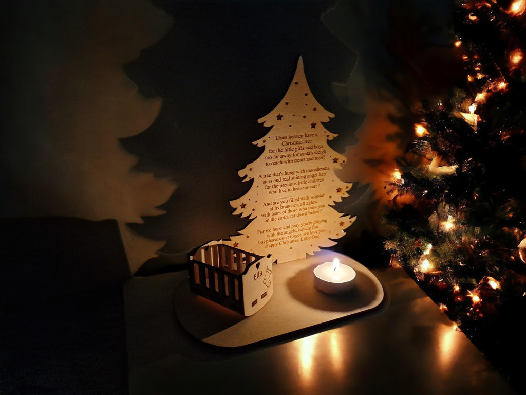 Personalised Baby Christmas candle memorial display - rocking chair - xmas - memory - decoration -decor - rememberance - family - plaque