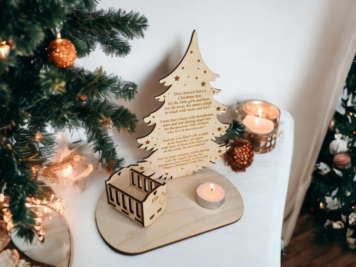 Personalised Baby Christmas candle memorial display - rocking chair - xmas - memory - decoration -decor - rememberance - family - plaque