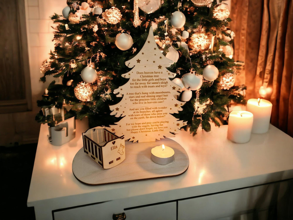 Personalised Baby Christmas candle memorial display - rocking chair - xmas - memory - decoration -decor - rememberance - family - plaque