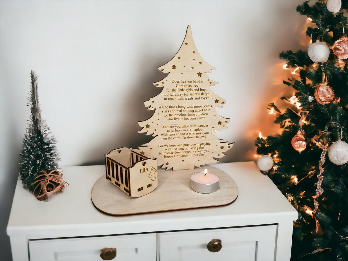Personalised Baby Christmas candle memorial display - rocking chair - xmas - memory - decoration -decor - rememberance - family - plaque