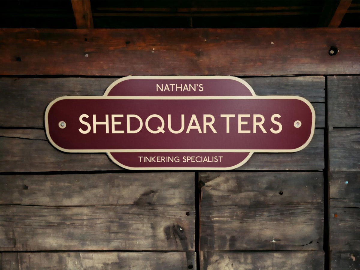 Personalised Railway Sign - Gift - Decoration - Plaque - Street sign - Railway - Mancave - Gift - Present - Marriage - Workshop - Home Bar