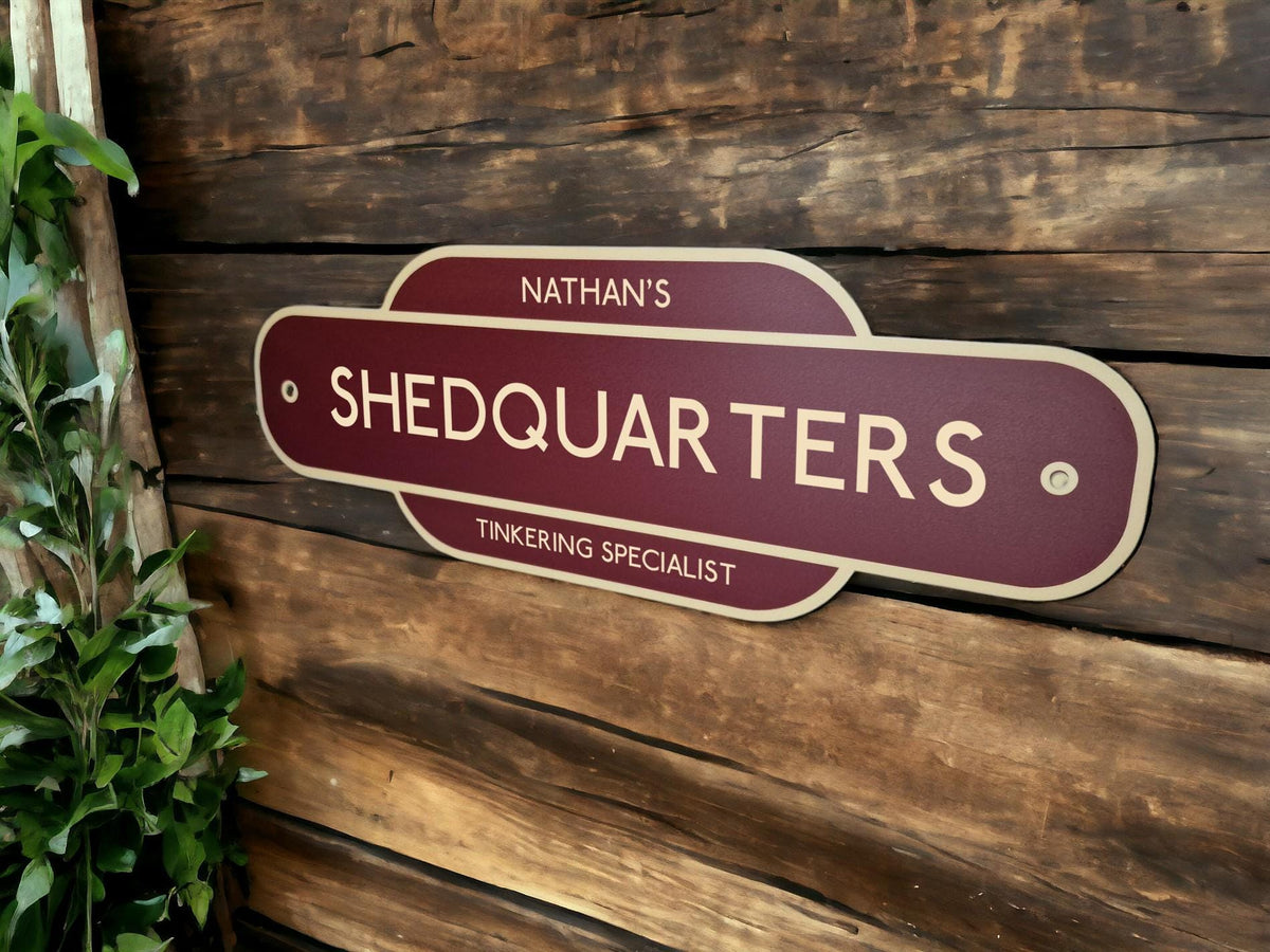 Personalised Railway Sign - Gift - Decoration - Plaque - Street sign - Railway - Mancave - Gift - Present - Marriage - Workshop - Home Bar
