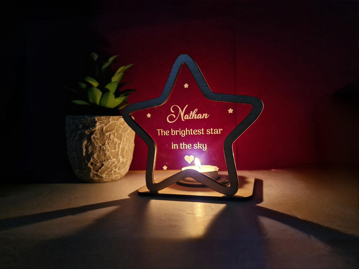 Personalised star memorial candle holder - Stunning remembrance item - Display - memories - Anniversary - Present - Ornament - Present Gift