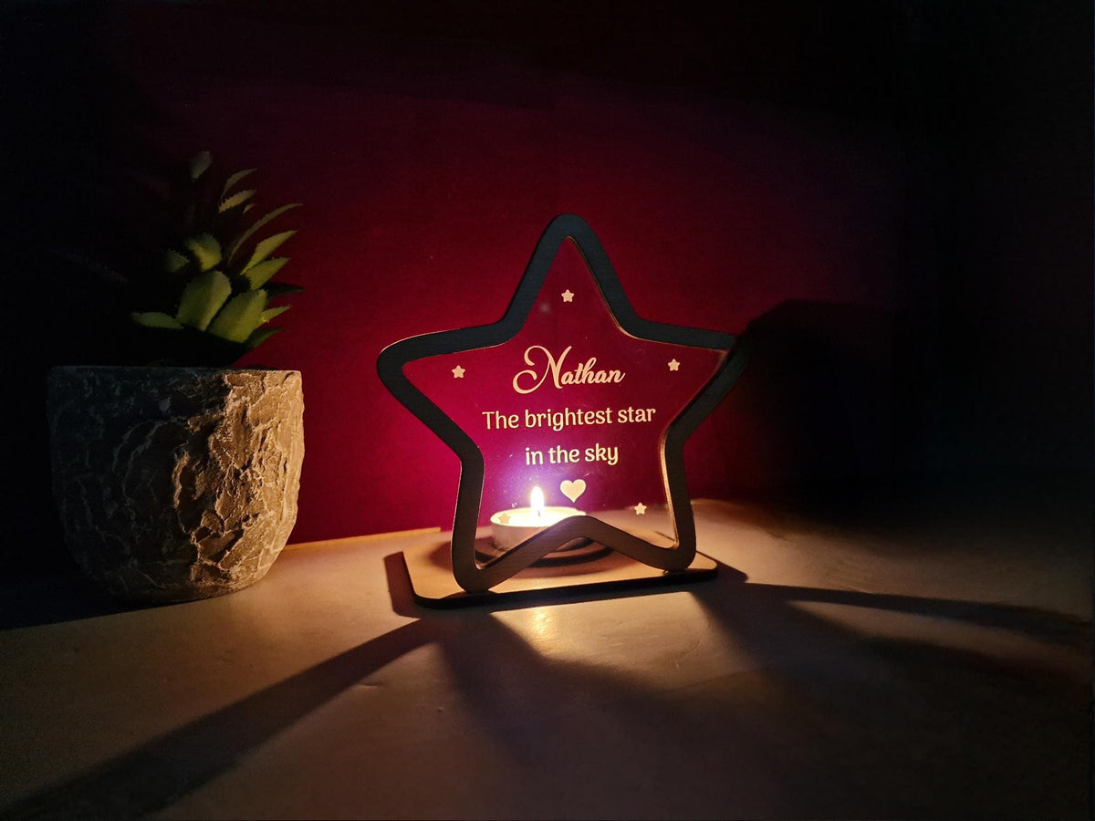 Personalised star memorial candle holder - Stunning remembrance item - Display - memories - Anniversary - Present - Ornament - Present Gift