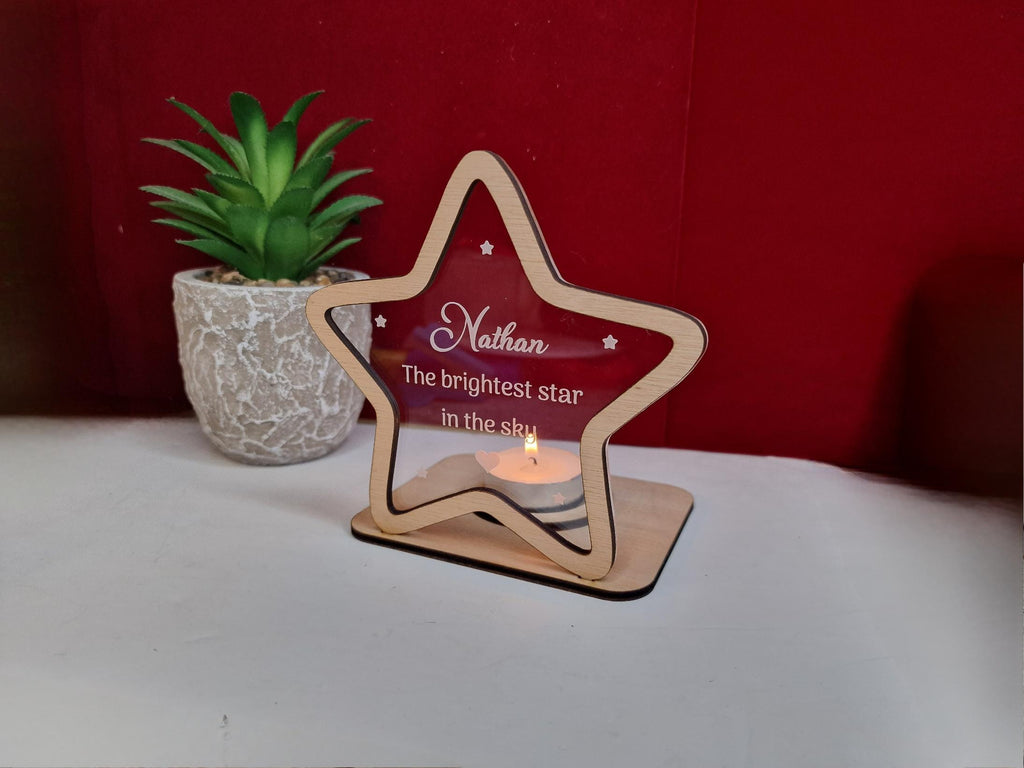 Personalised star memorial candle holder - Stunning remembrance item - Display - memories - Anniversary - Present - Ornament - Present Gift