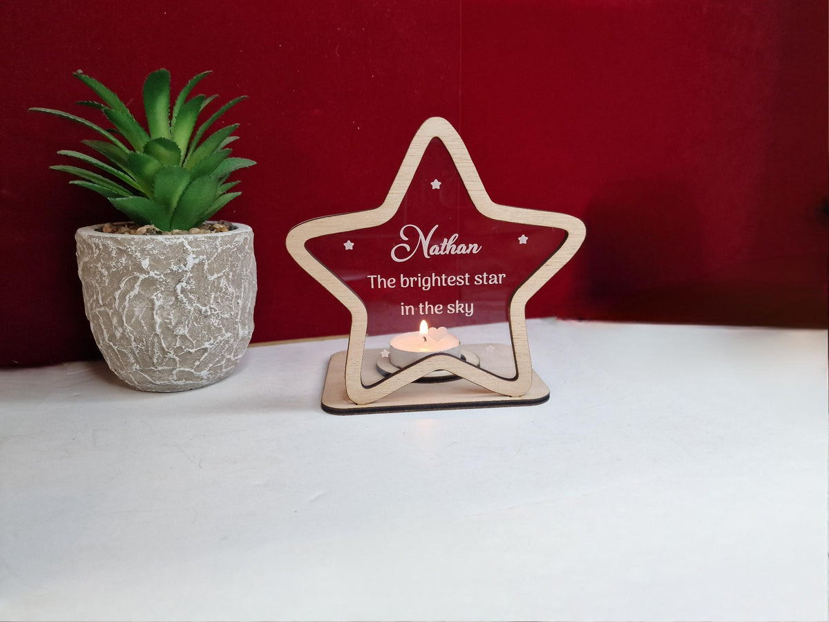 Personalised star memorial candle holder - Stunning remembrance item - Display - memories - Anniversary - Present - Ornament - Present Gift