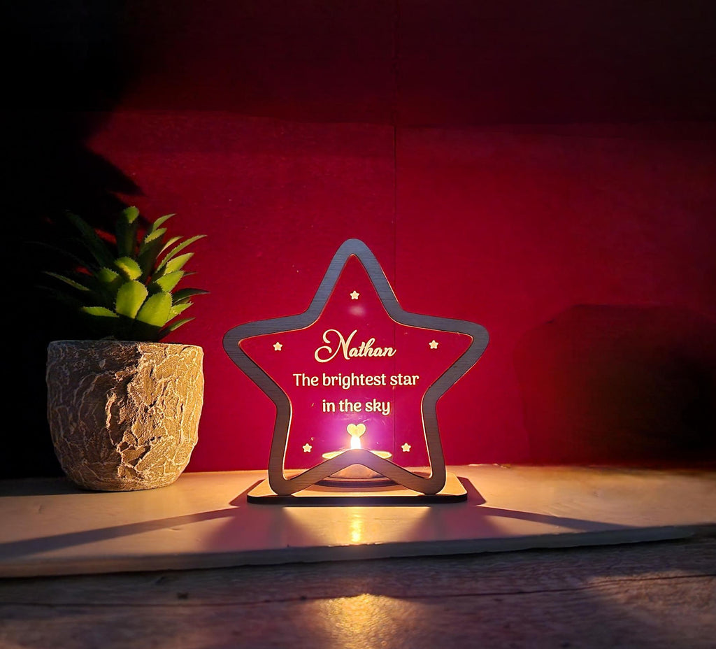 Personalised star memorial candle holder - Stunning remembrance item - Display - memories - Anniversary - Present - Ornament - Present Gift
