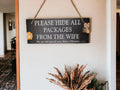 Personalised Parcel Sign decoration - Printed onto high quality Welsh slate - Fun home gift - House warming - Your wording - Amazon - Plaque