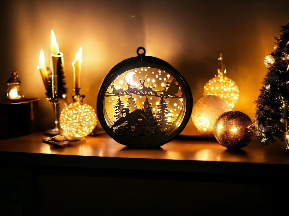 Stunning Illuminated large display bauble - Santa Claus - Night light - Christmas - Decoration - Plaque - Xmas - Gift - Present - LED Lamp