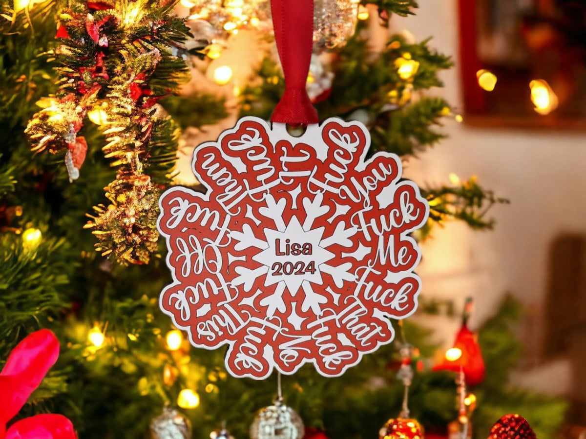 Funny Novelty Personalised Fuck Flake bauble - Decoration - Stocking filler - Gift - Present - Bad Year - keepsake - memory - Secret Santa