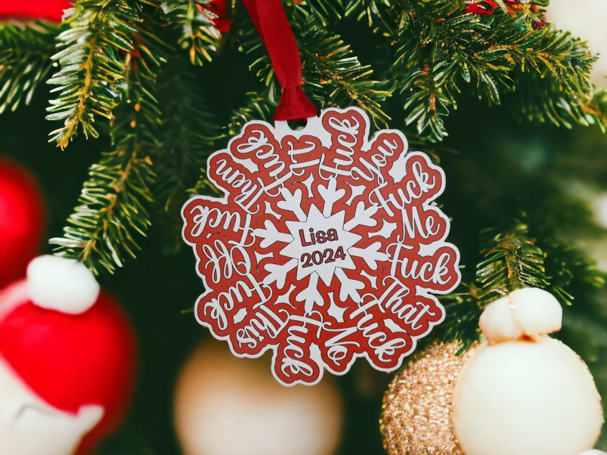 Funny Novelty Personalised Fuck Flake bauble - Decoration - Stocking filler - Gift - Present - Bad Year - keepsake - memory - Secret Santa