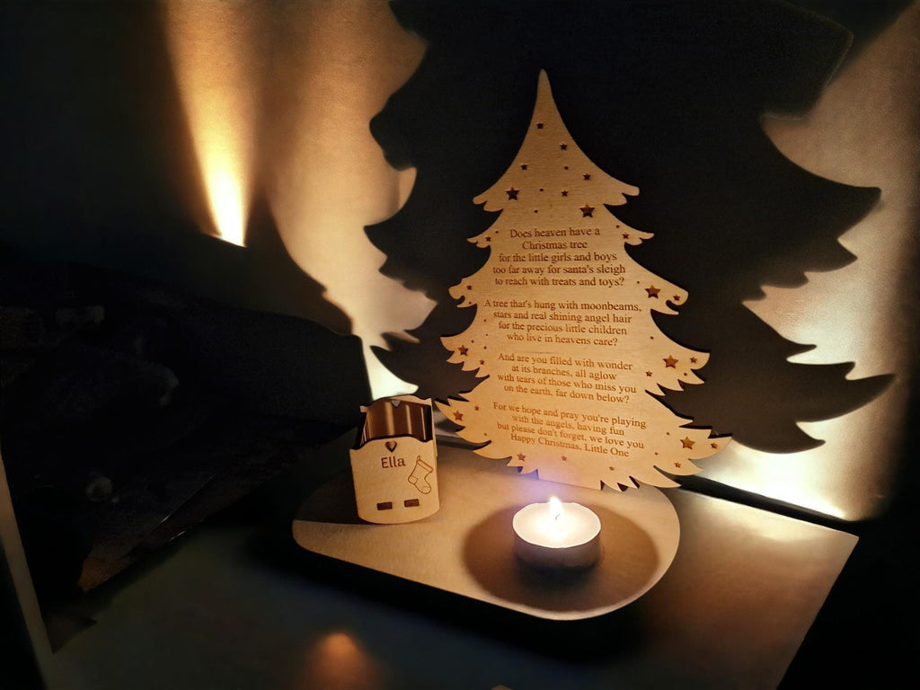 Personalised Baby Christmas candle memorial display - rocking chair - xmas - memory - decoration -decor - rememberance - family - plaque