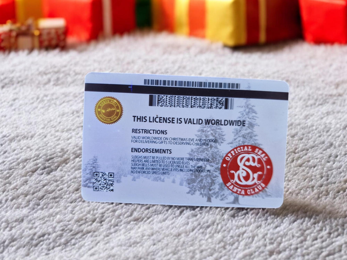 Santa's lost Driving Licence- Personalised - great stocking filler - children's surprise - lost button - keepsake - first Christmas - Xmas