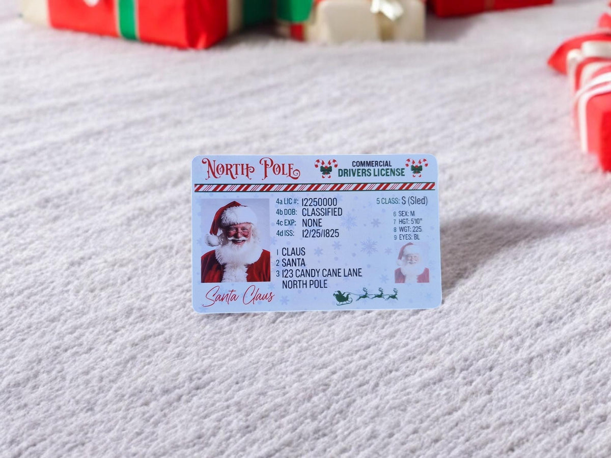 Santa's lost Driving Licence- Personalised - great stocking filler - children's surprise - lost button - keepsake - first Christmas - Xmas