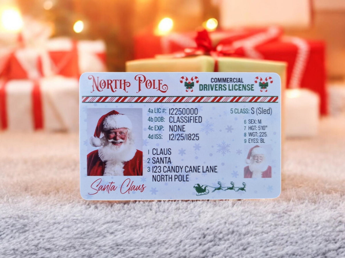 Santa's lost Driving Licence- Personalised - great stocking filler - children's surprise - lost button - keepsake - first Christmas - Xmas