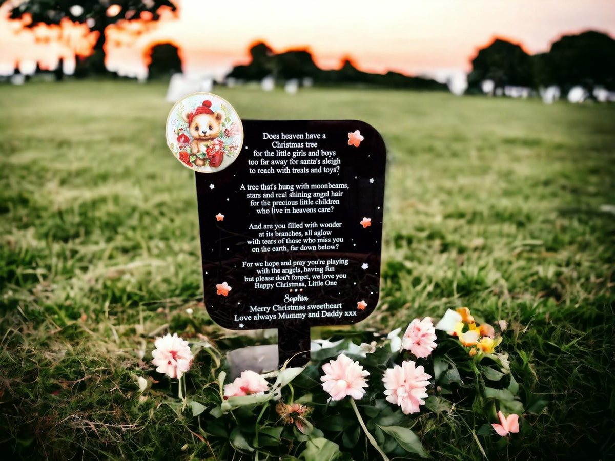 Personalised Christmas Tree Grave Marker Stake - Child's - Temporary headstone, outdoor, remembering - Baby - Kids - Angel - Xmas Gift