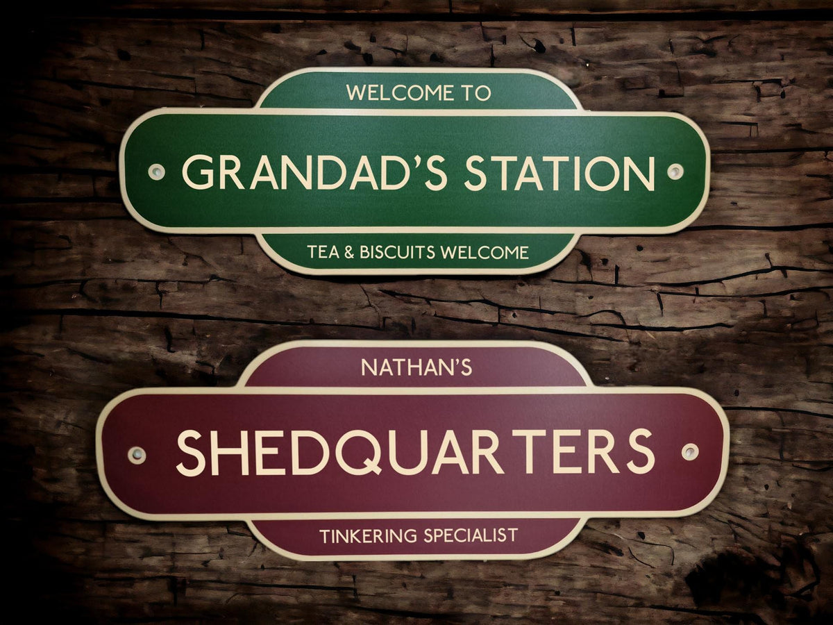 Personalised Railway Sign - Gift - Decoration - Plaque - Street sign - Railway - Mancave - Gift - Present - Marriage - Workshop - Home Bar