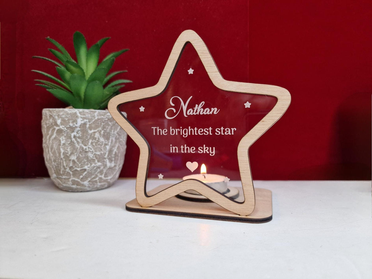 Personalised star memorial candle holder - Stunning remembrance item - Display - memories - Anniversary - Present - Ornament - Present Gift