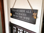 Personalised Parcel Sign decoration - Printed onto high quality Welsh slate - Fun home gift - House warming - Your wording - Amazon - Plaque