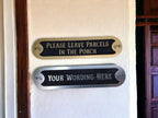 Personalised Parcel Sign decoration - Parcel delivery - Home gift - House warming - Your wording - Amazon - Package delivery - Plaque - Gold