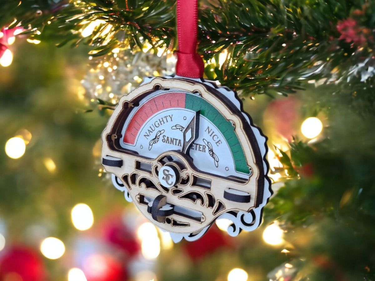 Santa Naughty or Nice meter - Naughty - Elf - Surveillance - Sign - Christmas Bauble - Plaque - Xmas - Gift - Present - Countdown - Camera