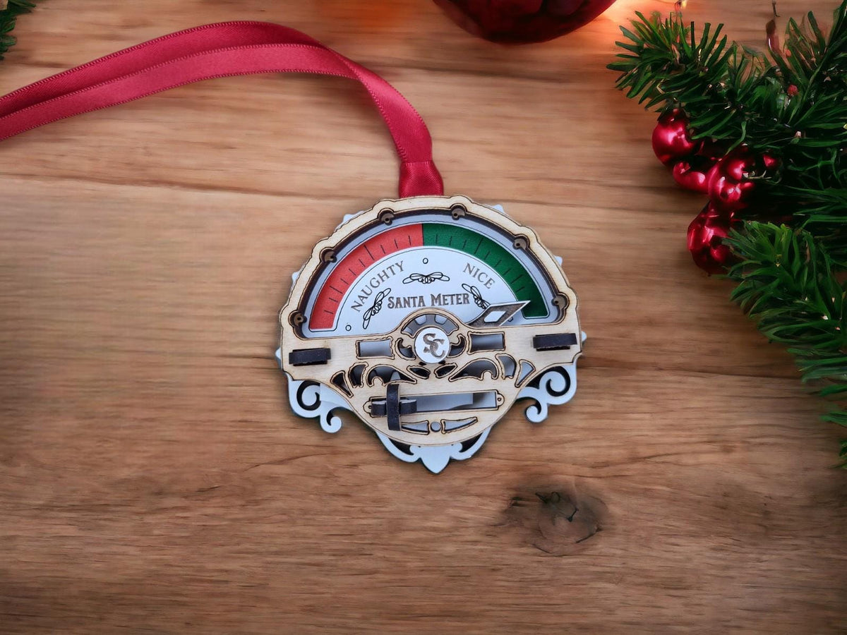 Santa Naughty or Nice meter - Naughty - Elf - Surveillance - Sign - Christmas Bauble - Plaque - Xmas - Gift - Present - Countdown - Camera