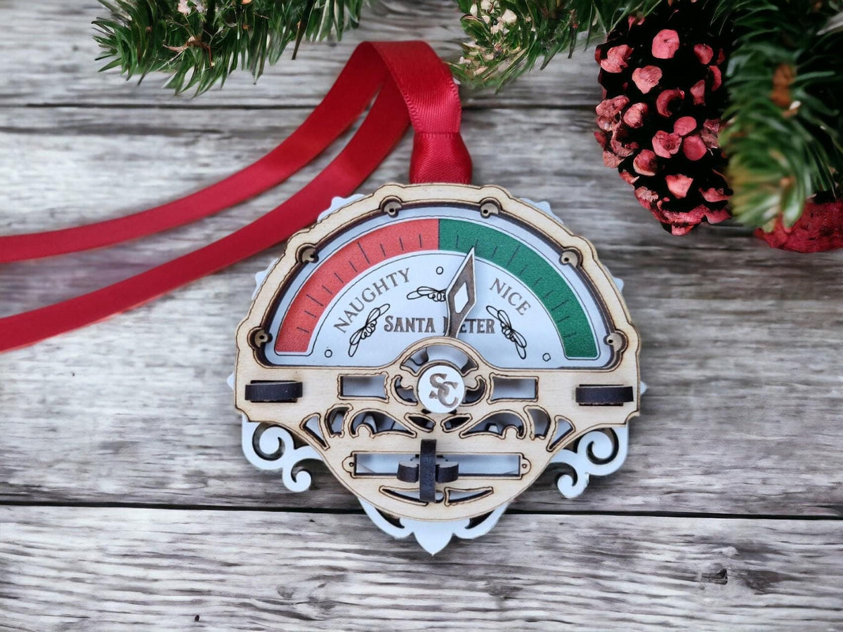 Santa Naughty or Nice meter - Naughty - Elf - Surveillance - Sign - Christmas Bauble - Plaque - Xmas - Gift - Present - Countdown - Camera