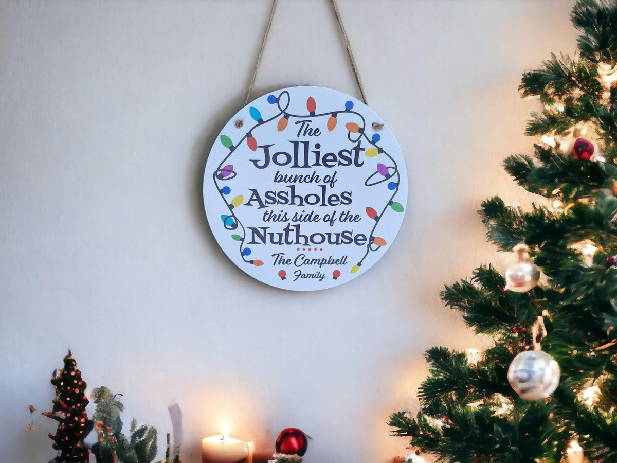 Personalised bauble family name sign - christmas plaque - xmas decoration - decor - gift - present - cute festive decor - Movie - Xmas - Fun