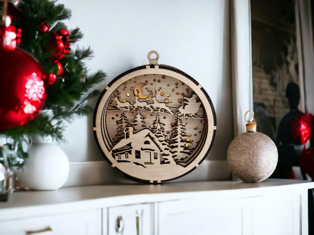 Stunning Illuminated large display bauble - Santa Claus - Night light - Christmas - Decoration - Plaque - Xmas - Gift - Present - LED Lamp